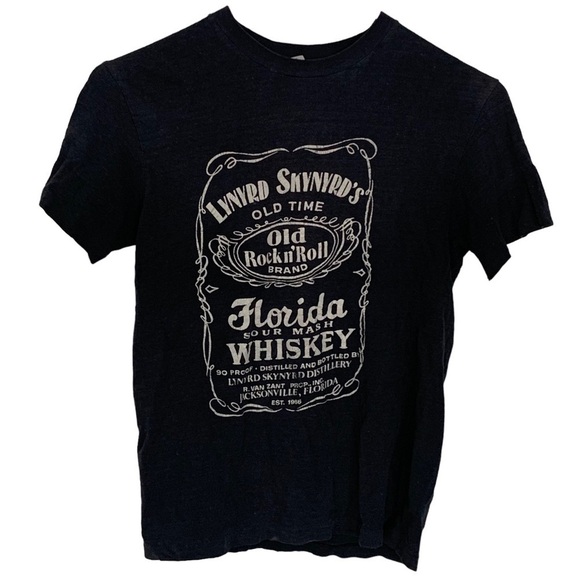 Vintage Tee Shirt Leonard Skynard Florida Sour Mash Whiskey Black 70s 80s Small - Picture 1 of 6